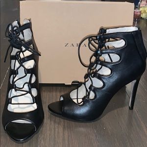 Cute black strappy sandal heels